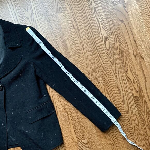 Lafayette 148 Black Wool One Button Blazer w Unique White Pattern Woven In Sz 8 - Picture 9 of 9